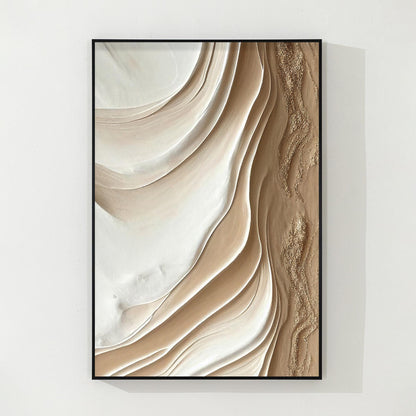 Textured Ocean Painting: 3D Earth Tone Coastal Wall Art #9