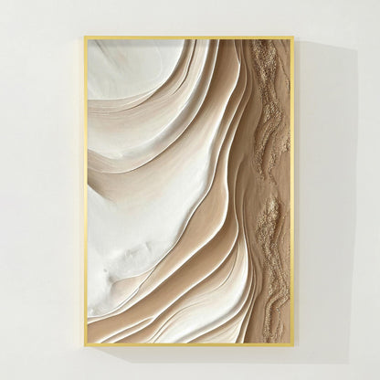 Textured Ocean Painting: 3D Earth Tone Coastal Wall Art #10