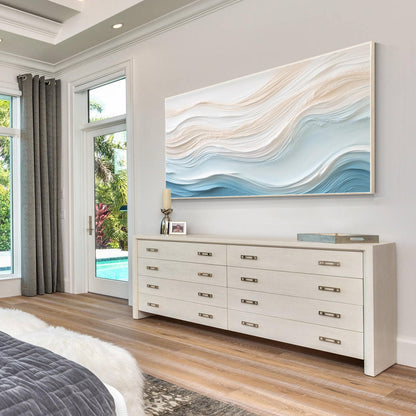 Textured Ocean Painting on Canvas, 3D Coastal Abstract Artwork, Hand Painted Sea #2