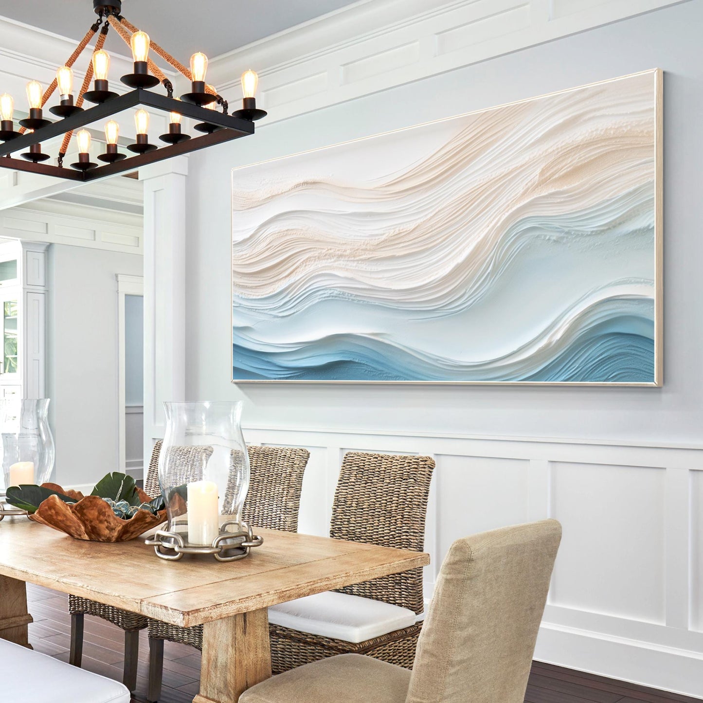 Textured Ocean Painting on Canvas, 3D Coastal Abstract Artwork, Hand Painted Sea #4