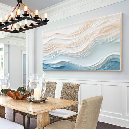 Textured Ocean Painting on Canvas, 3D Coastal Abstract Artwork, Hand Painted Sea #4