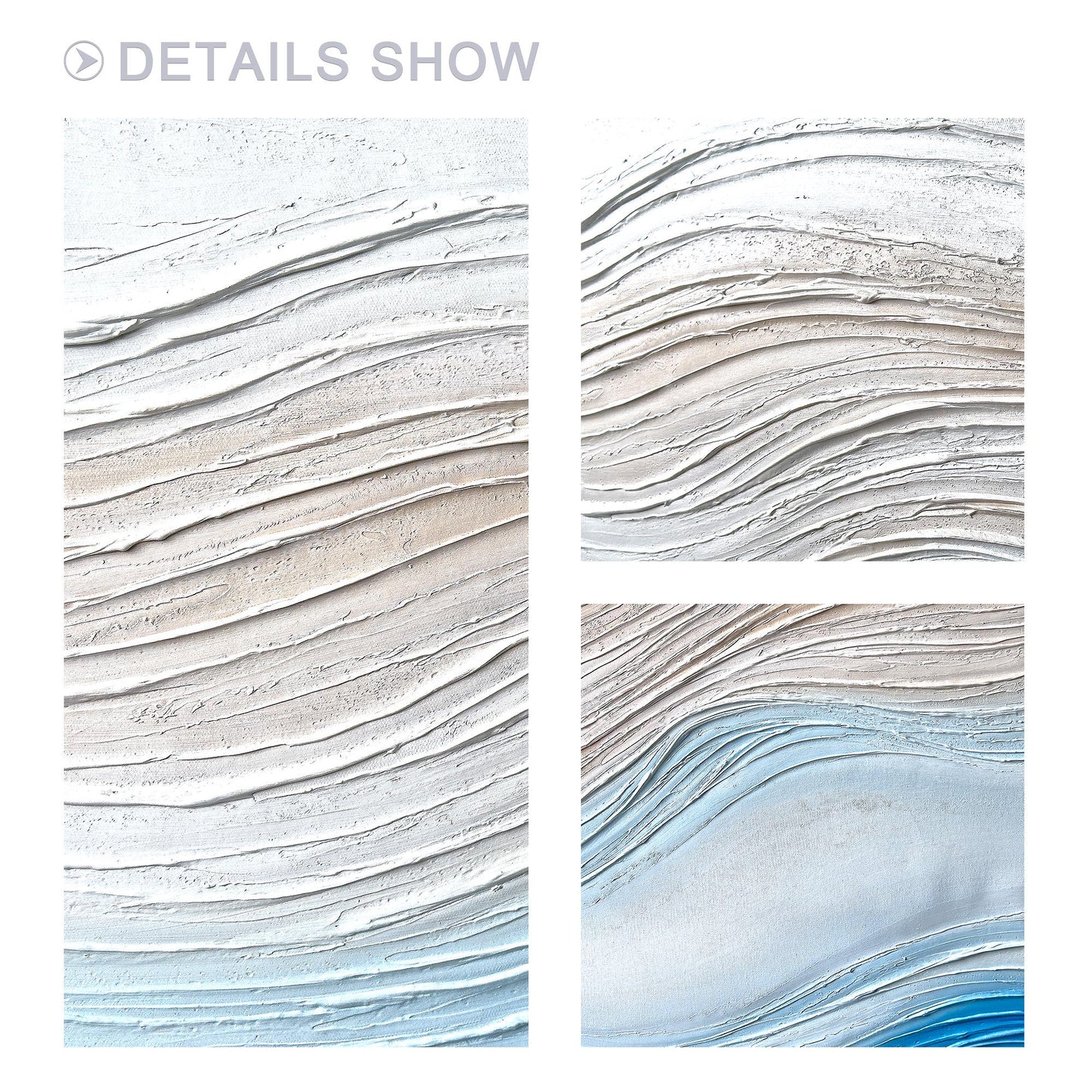 Textured Ocean Painting on Canvas, 3D Coastal Abstract Artwork, Hand Painted Sea #5