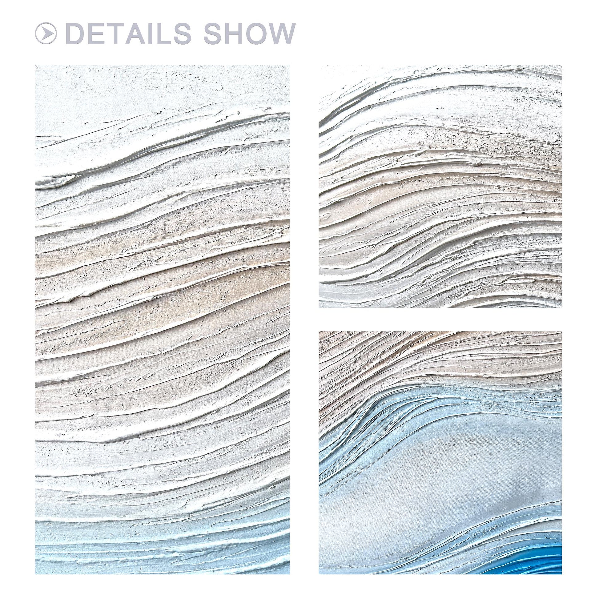 Textured Ocean Painting on Canvas, 3D Coastal Abstract Artwork, Hand Painted Sea #5