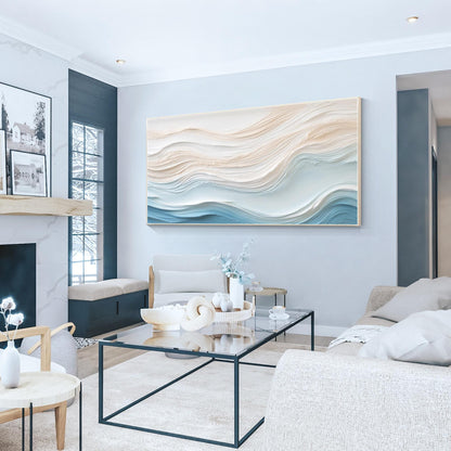 Textured Ocean Painting on Canvas, 3D Coastal Abstract Artwork, Hand Painted Sea #1