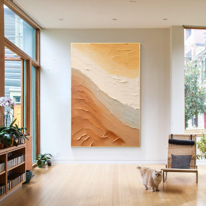 Textured Ocean Painting on Canvas: Earth Tone Coastal Wall Art #2