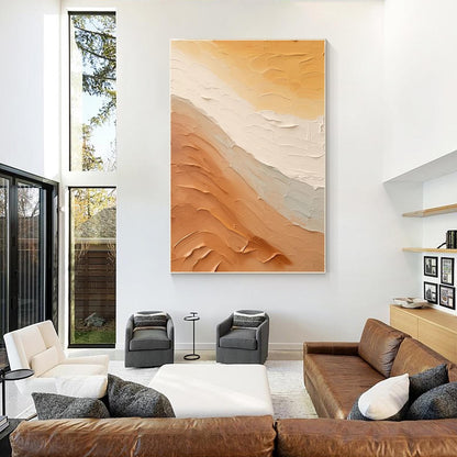 Textured Ocean Painting on Canvas: Earth Tone Coastal Wall Art #3