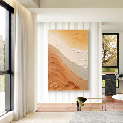 Textured Ocean Painting on Canvas: Earth Tone Coastal Wall Art #5