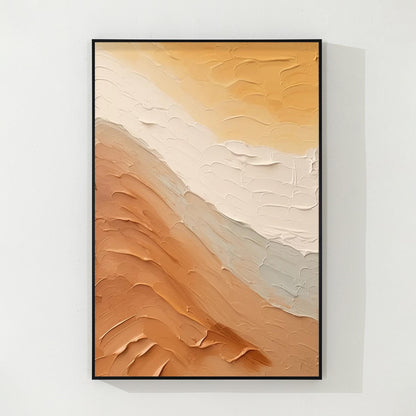 Textured Ocean Painting on Canvas: Earth Tone Coastal Wall Art #8