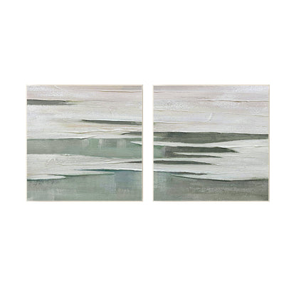 Textured Ocean Painting Set – Sage Green Coastal Wall Art, Minimalist 3D Canvas  #10