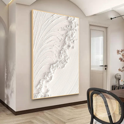 Textured Ocean Waves Painting: 3D Plaster Wall Art, Nordic Minimalist Decor #5