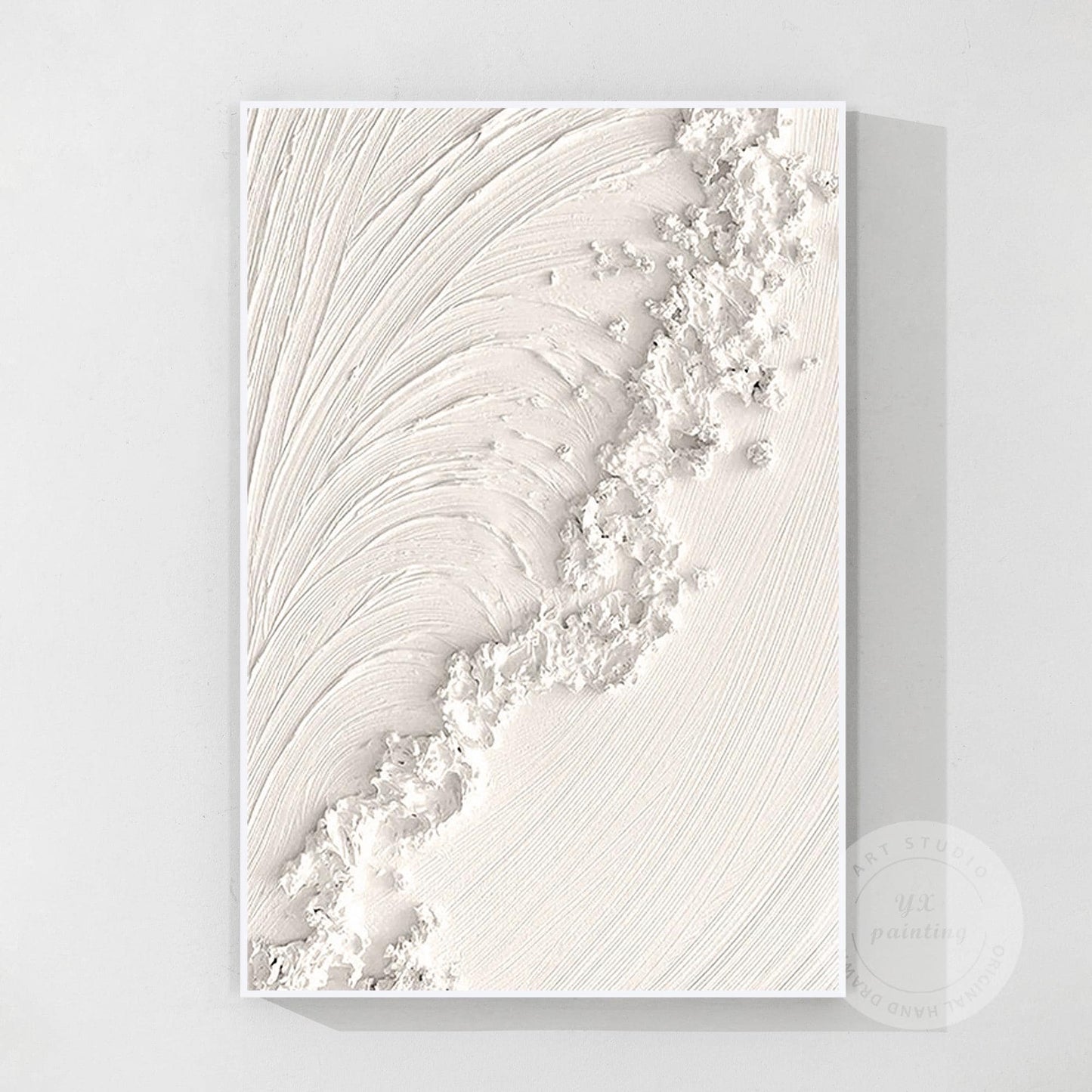 Textured Ocean Waves Painting: 3D Plaster Wall Art, Nordic Minimalist Decor #7