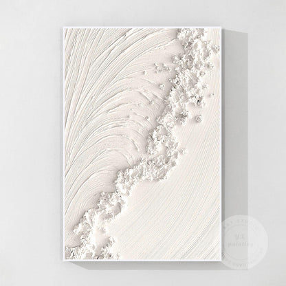 Textured Ocean Waves Painting: 3D Plaster Wall Art, Nordic Minimalist Decor #7
