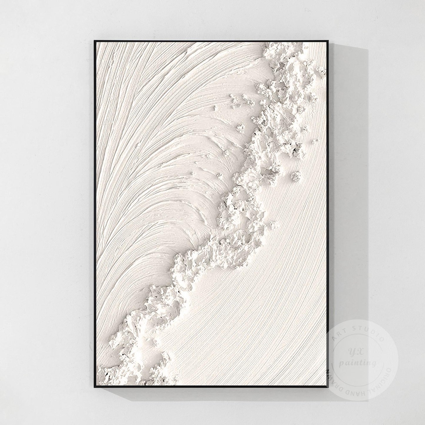 Textured Ocean Waves Painting: 3D Plaster Wall Art, Nordic Minimalist Decor #8