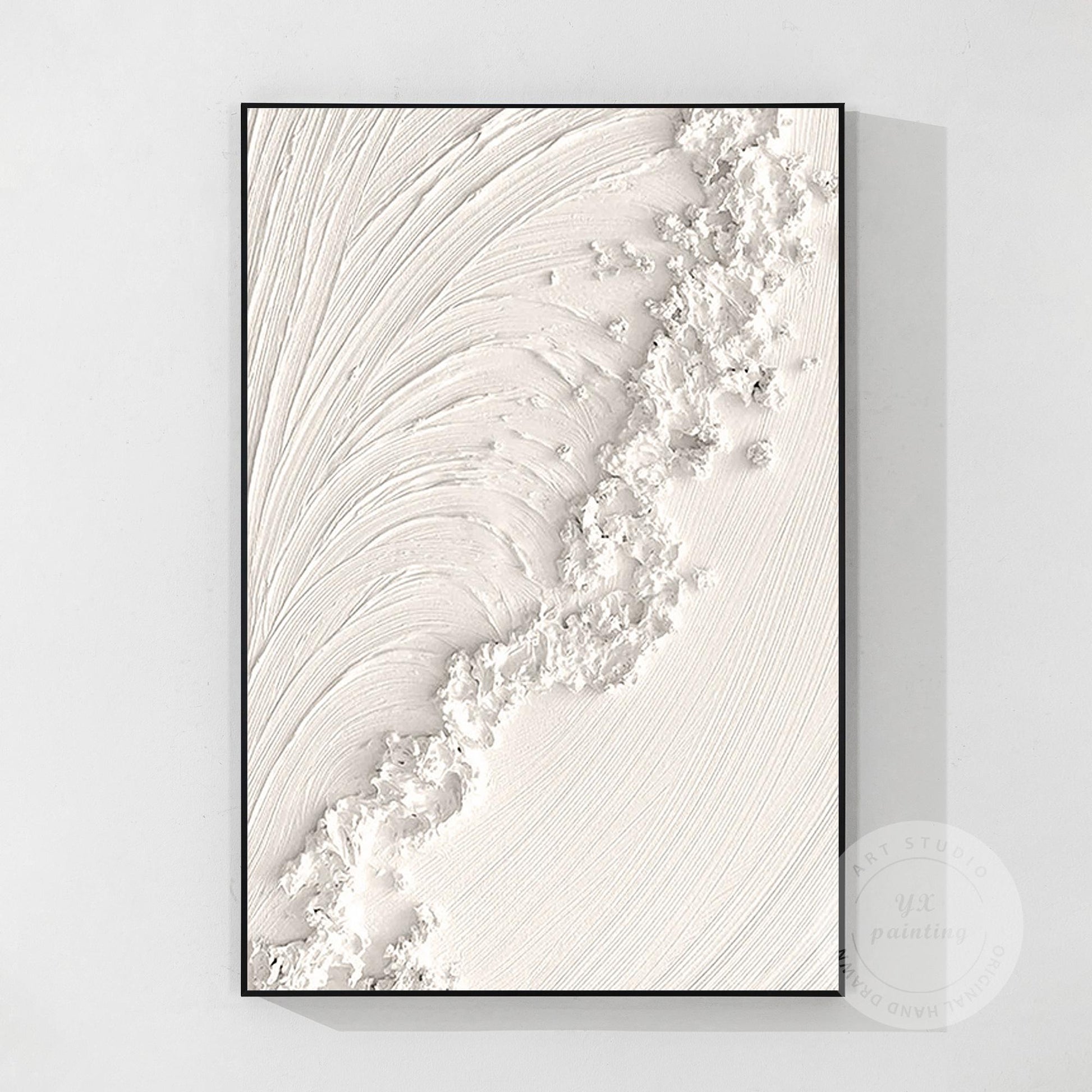Textured Ocean Waves Painting: 3D Plaster Wall Art, Nordic Minimalist Decor #8