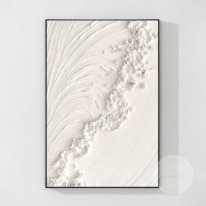 Textured Ocean Waves Painting: 3D Plaster Wall Art, Nordic Minimalist Decor #8