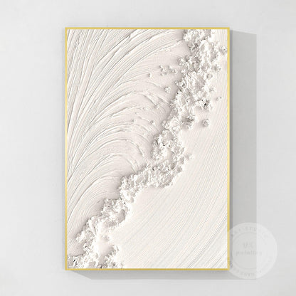 Textured Ocean Waves Painting: 3D Plaster Wall Art, Nordic Minimalist Decor #9