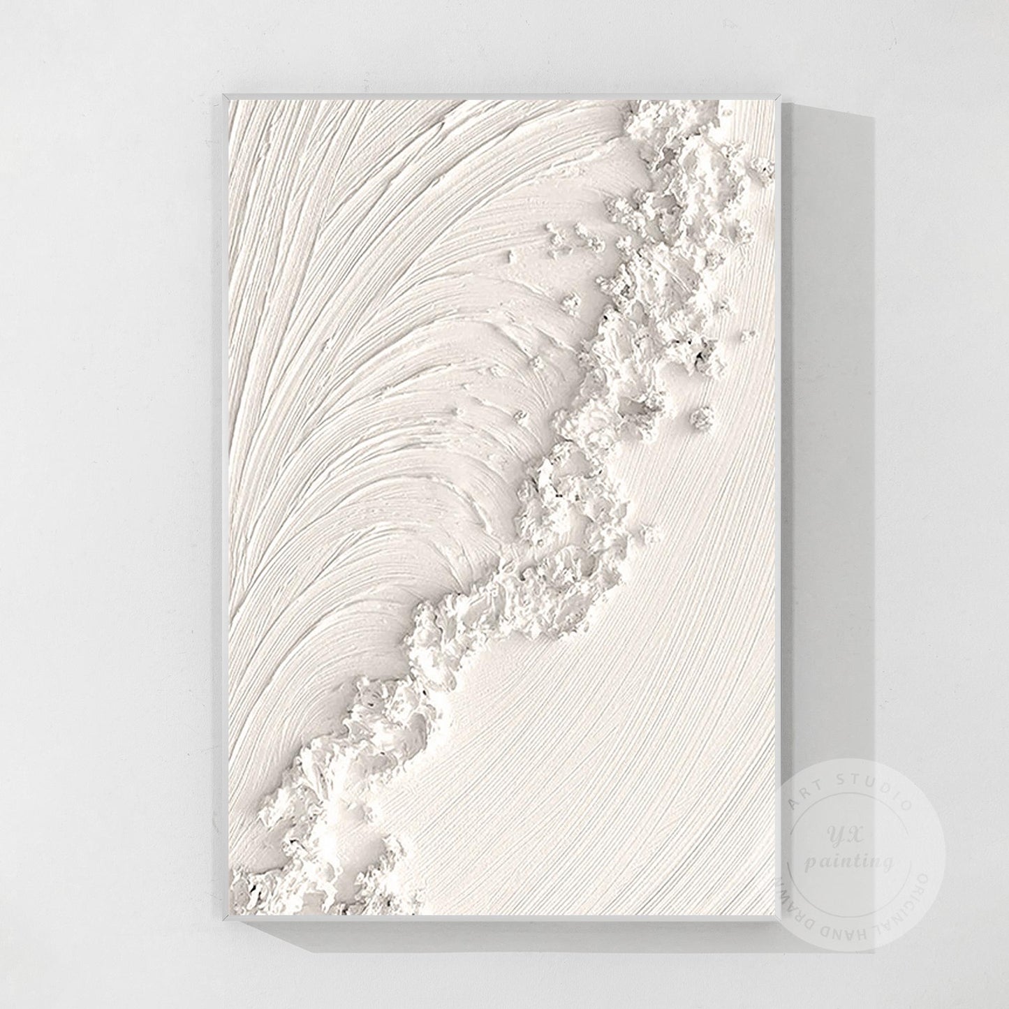 Textured Ocean Waves Painting: 3D Plaster Wall Art, Nordic Minimalist Decor #10