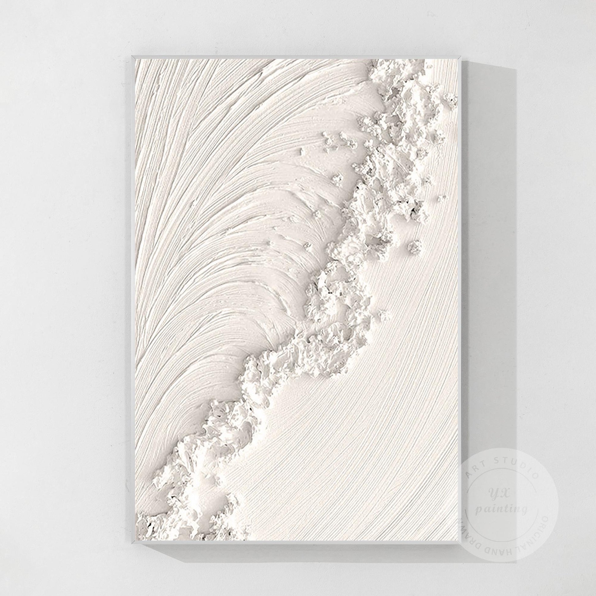 Textured Ocean Waves Painting: 3D Plaster Wall Art, Nordic Minimalist Decor #10