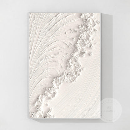 Textured Ocean Waves Painting: 3D Plaster Wall Art, Nordic Minimalist Decor #10
