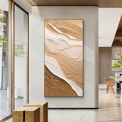 Textured Ocean Waves Painting: Earth Tone Coastal Wall Art #4