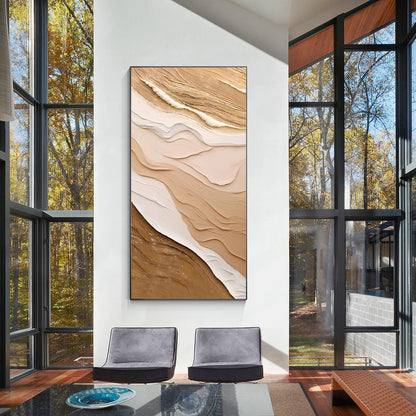 Textured Ocean Waves Painting: Earth Tone Coastal Wall Art #5