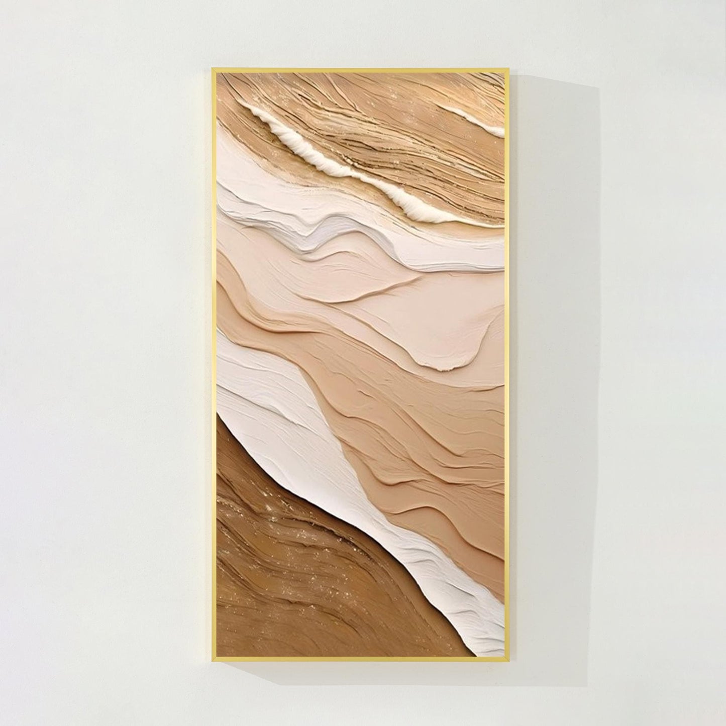 Textured Ocean Waves Painting: Earth Tone Coastal Wall Art #7