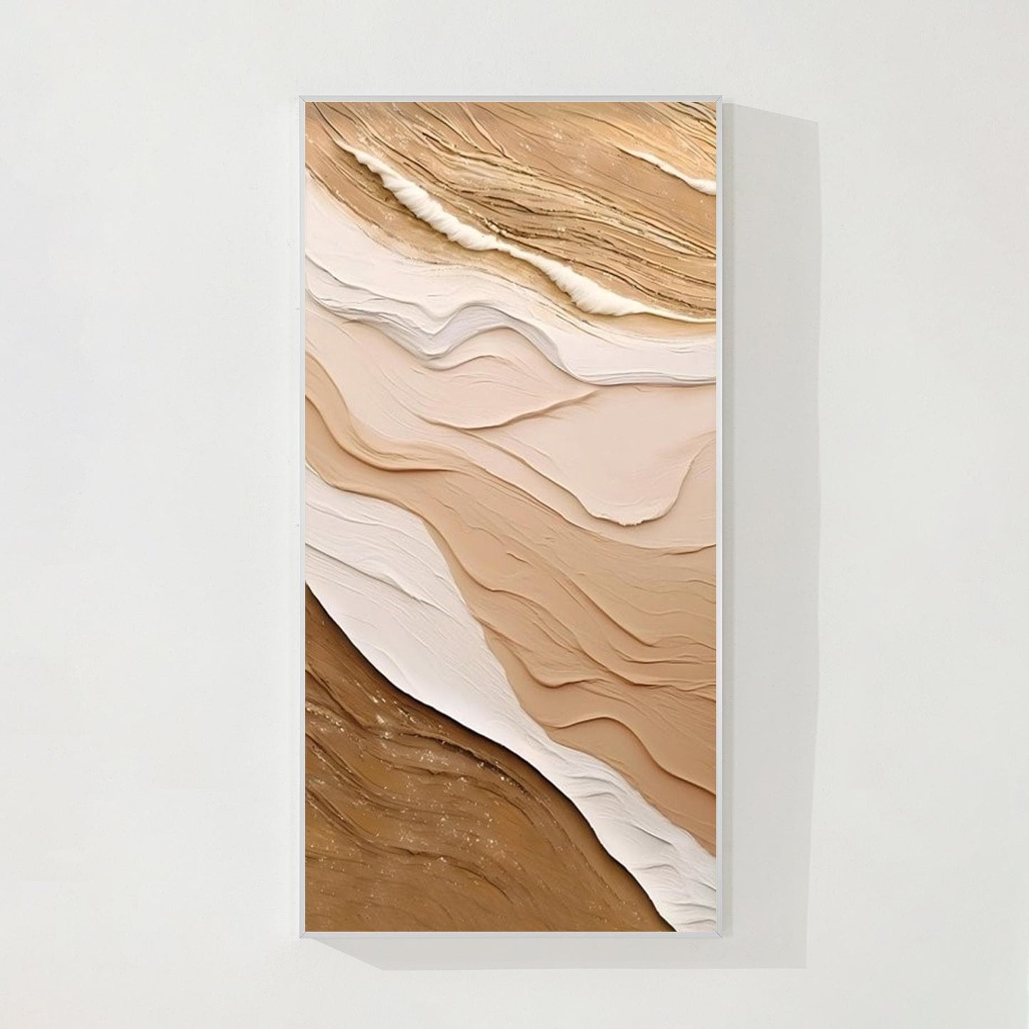 Textured Ocean Waves Painting: Earth Tone Coastal Wall Art #8