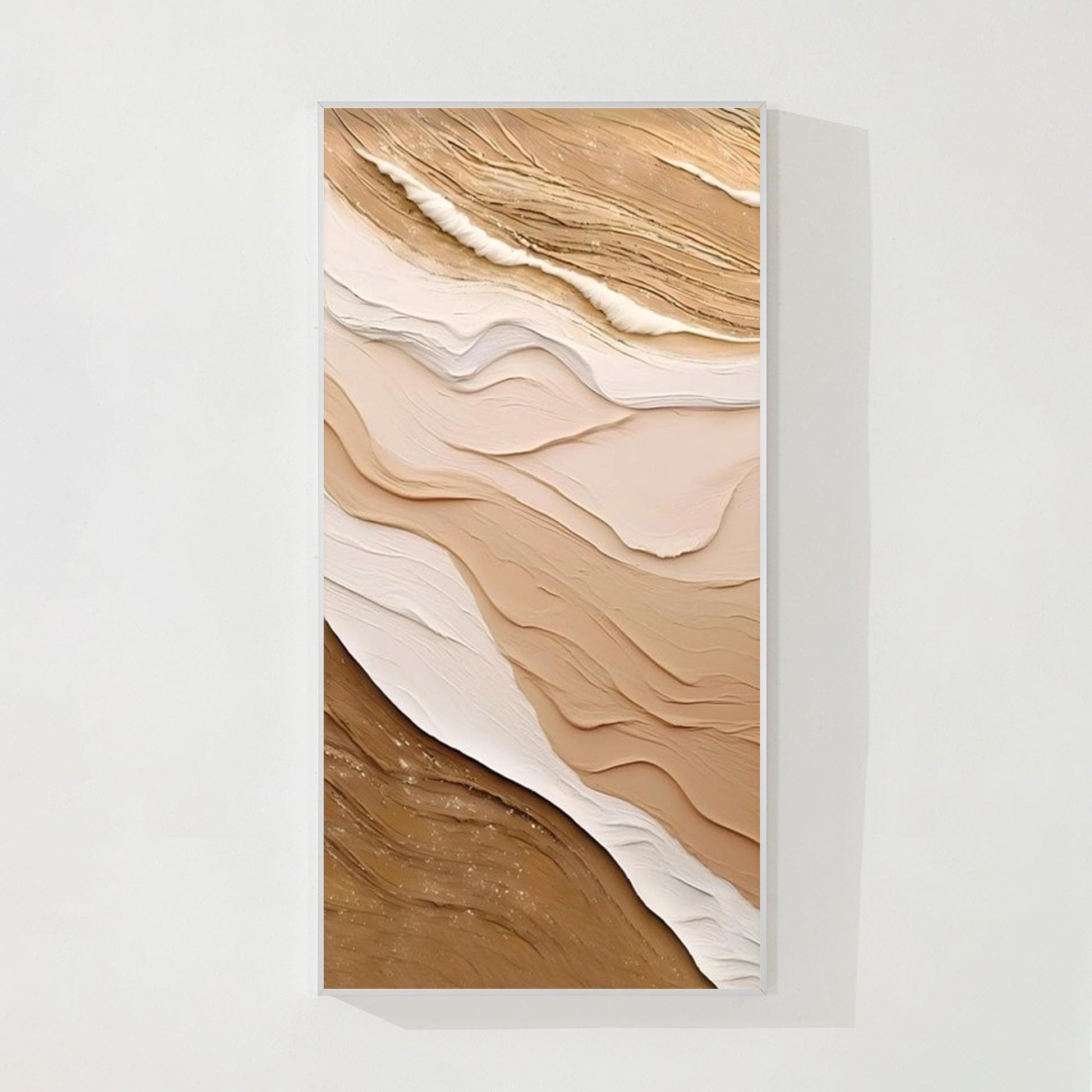 Textured Ocean Waves Painting: Earth Tone Coastal Wall Art #8