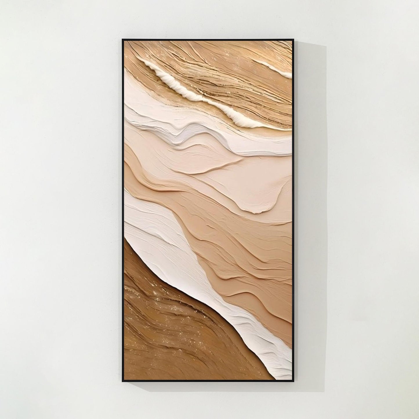 Textured Ocean Waves Painting: Earth Tone Coastal Wall Art #9