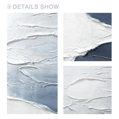 Textured Ocean Waves Painting: Gray White Seascape Canvas Wall Art #6