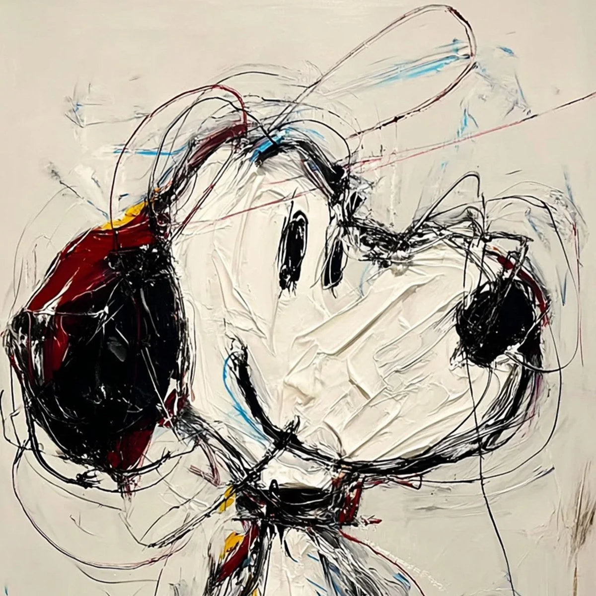 DREAMER'S DOODLE: Textured Pop Art Character Painting | rectangular format, hand-painted canvas edge