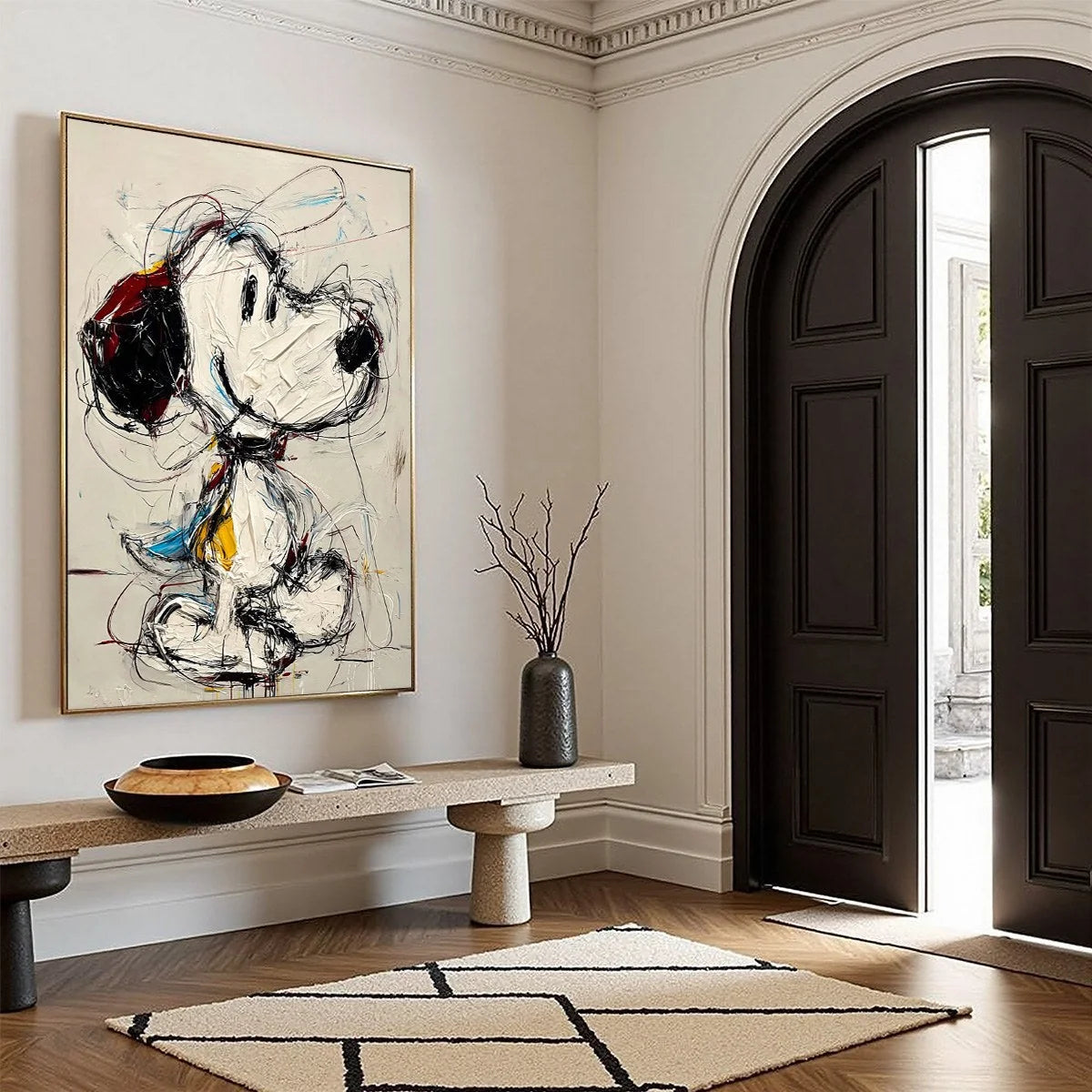 DREAMER'S DOODLE: Textured Pop Art Character Painting | beige palette, original Hand-painted on premium stretched canvas using artist-grade oils; rich layered surface combines smooth gradients with...