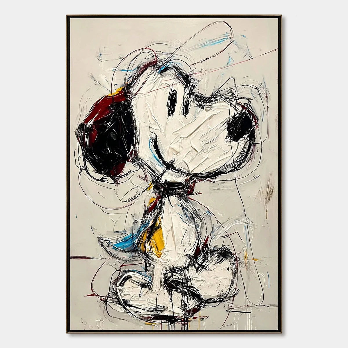 DREAMER'S DOODLE: Textured Pop Art Character Painting | hanging in DREAMER'S DOODLE: Textured Pop Art Character Painting featuring layered textured brushwork in refined tones; abstract composition ...