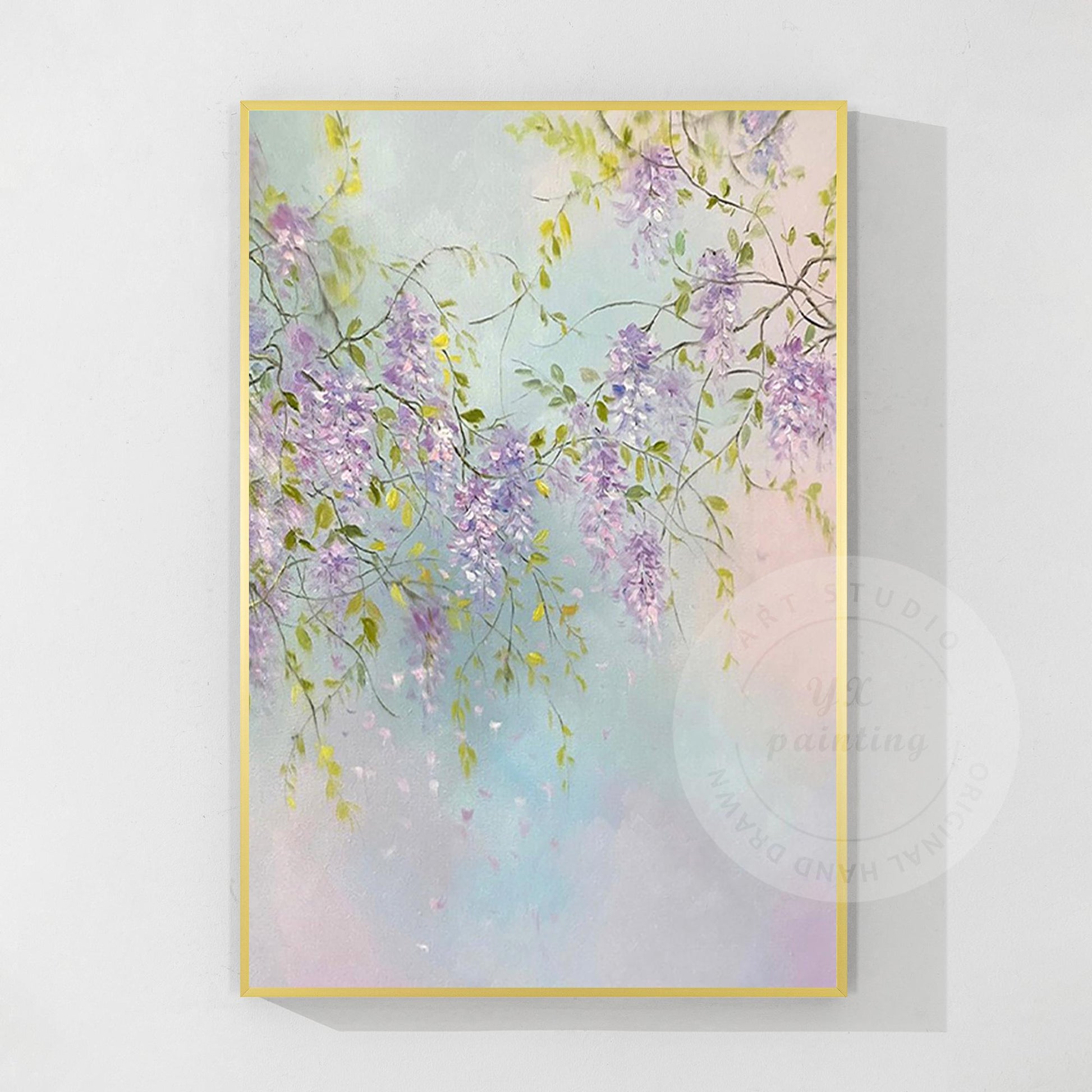 Textured Purple Flowers Painting: Extra Large Floral Canvas Art #8