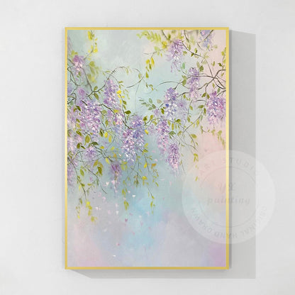 Textured Purple Flowers Painting: Extra Large Floral Canvas Art #8