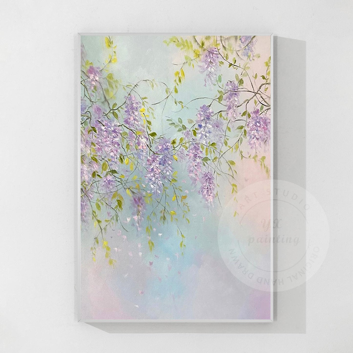 Textured Purple Flowers Painting: Extra Large Floral Canvas Art #9