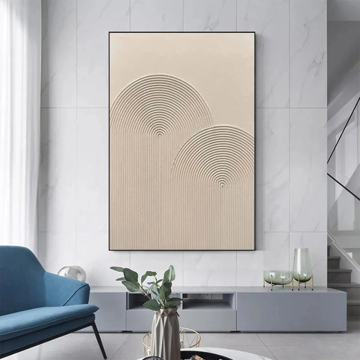 TEXTURED RAINBOW: Minimalist Textured Painting in Beige | Minimalist closeup, raised brushwork detail