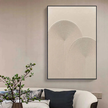 TEXTURED RAINBOW: Minimalist Textured Painting in Beige | rolled canvas, ready for custom framing