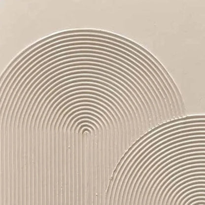 TEXTURED RAINBOW: Minimalist Textured Painting in Beige | black frame version on white wall