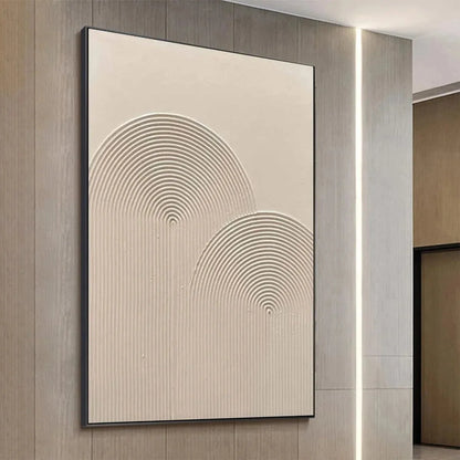 TEXTURED RAINBOW: Minimalist Textured Painting in Beige | Minimalist mood, soft natural light studio shot