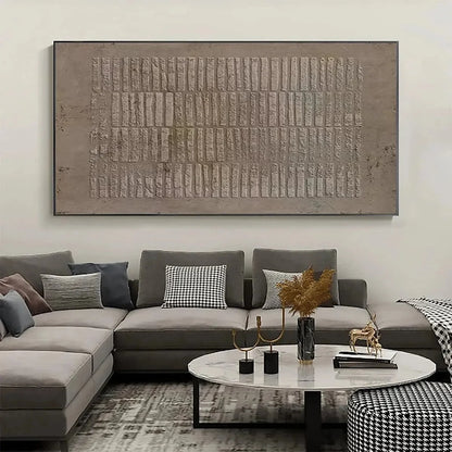 TEXTURED RECTANGLE ARRAY: Minimalist Textured Painting in Brown | Minimalist closeup, raised brushwork detail