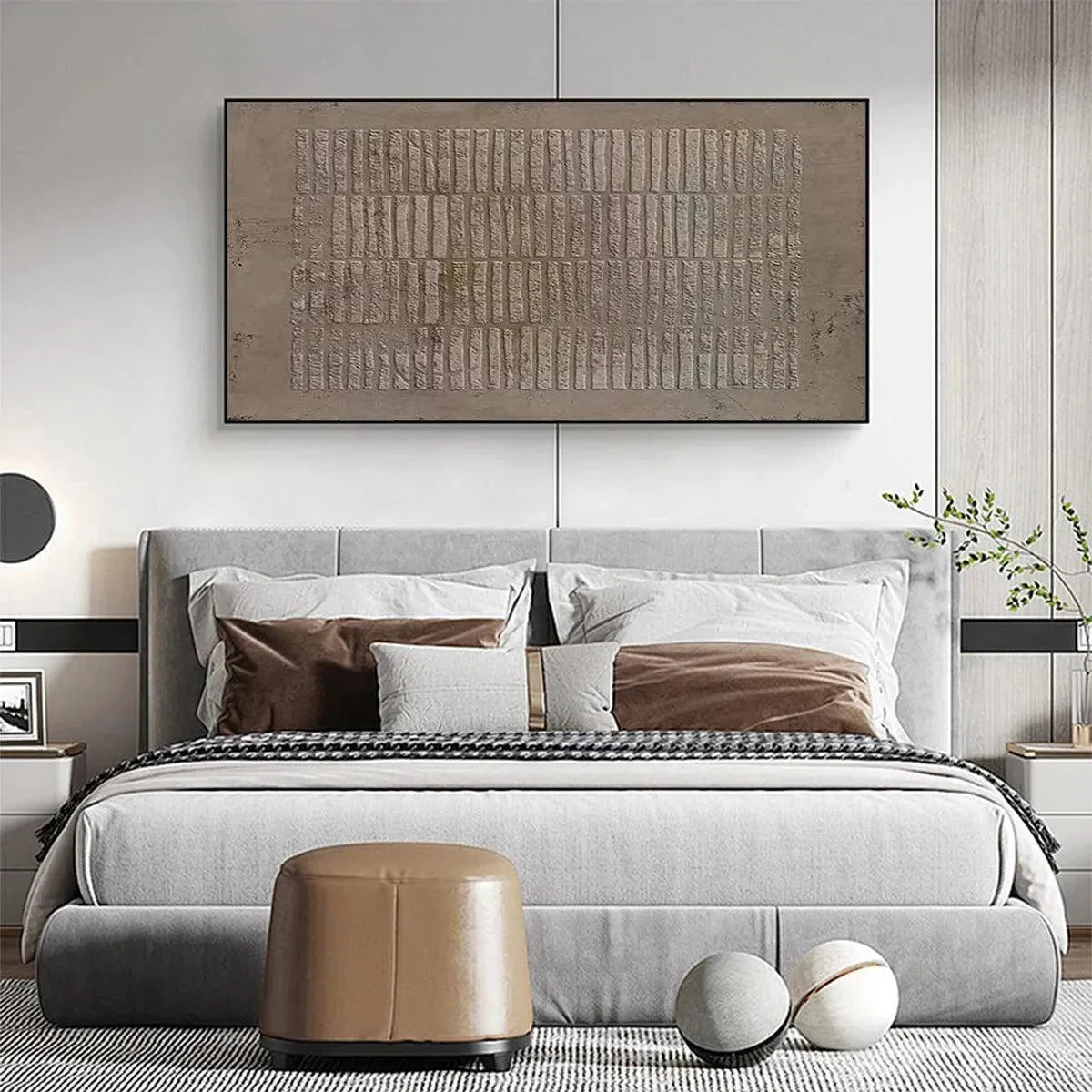 TEXTURED RECTANGLE ARRAY: Minimalist Textured Painting in Brown | rolled canvas, ready for custom framing