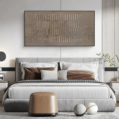 TEXTURED RECTANGLE ARRAY: Minimalist Textured Painting in Brown | rolled canvas, ready for custom framing