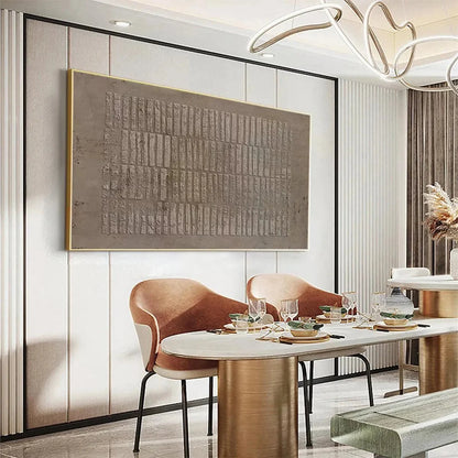 TEXTURED RECTANGLE ARRAY: Minimalist Textured Painting in Brown | texture detail, palette knife marks visible
