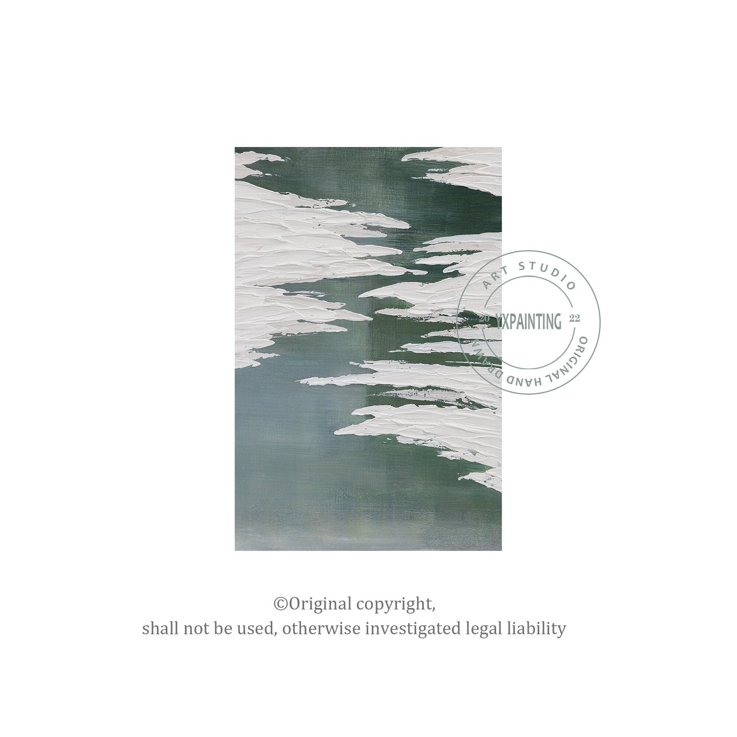 Textured Sage Green Painting: Minimalist Framed Canvas Wall Art #6