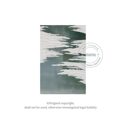 Textured Sage Green Painting: Minimalist Framed Canvas Wall Art #6