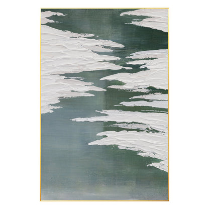 Textured Sage Green Painting: Minimalist Framed Canvas Wall Art #8