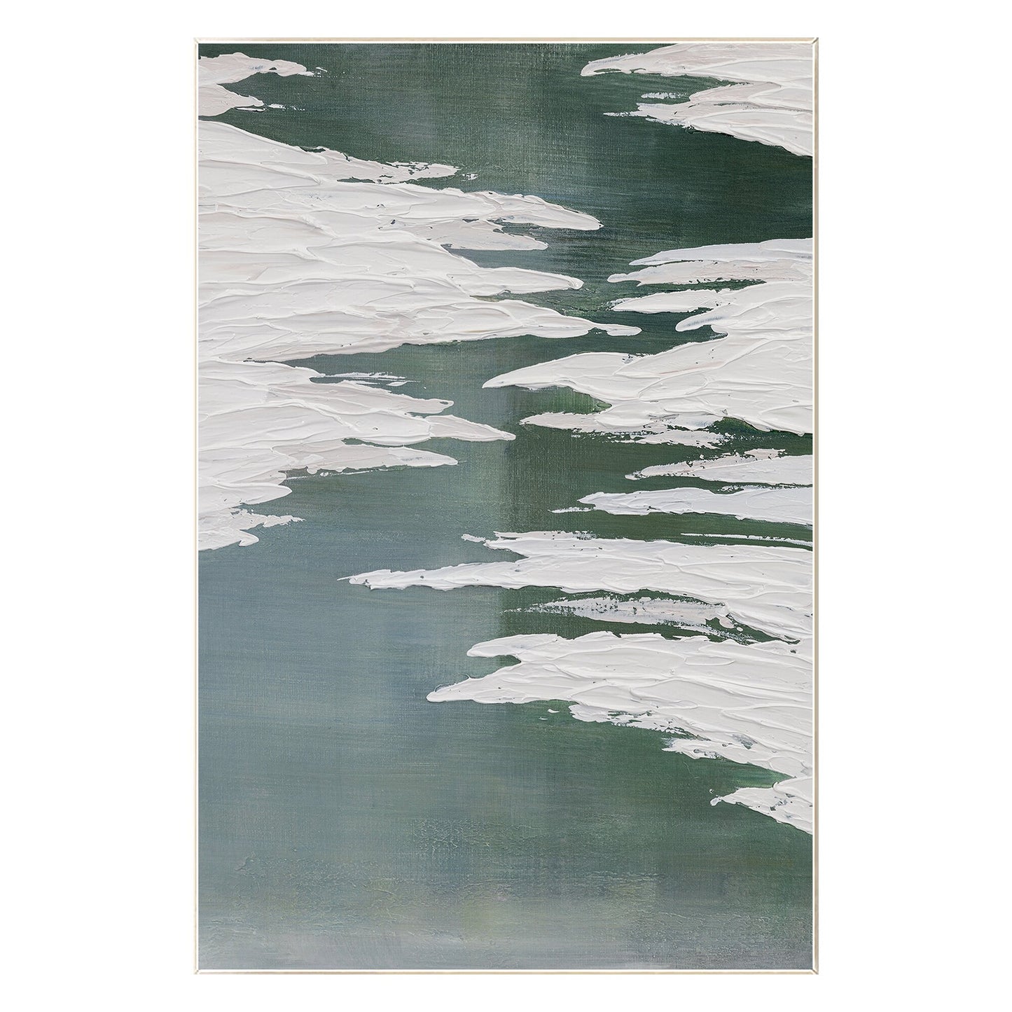 Textured Sage Green Painting: Minimalist Framed Canvas Wall Art #9
