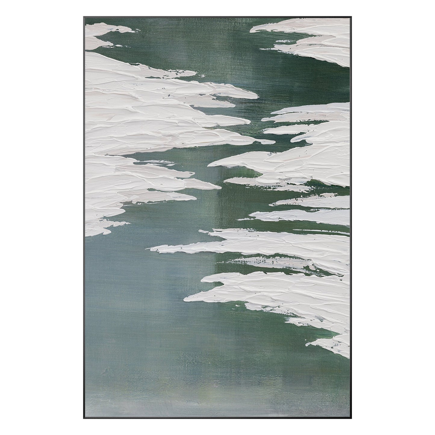 Textured Sage Green Painting: Minimalist Framed Canvas Wall Art #10