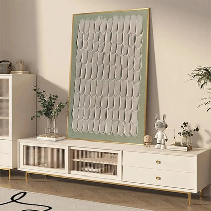 TEXTURED SCALES: Textured Abstract Painting in Neutral Tones | gold frame stretched on neutral wall